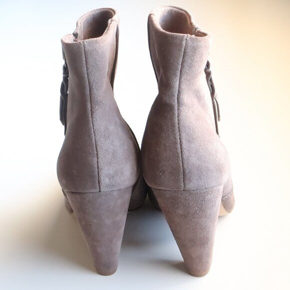 NEW Splendid Taupe Suede Leather Pointy Toe Chunky Heel Ankle Boots, Booties 9.5 - Picture 6 of 16